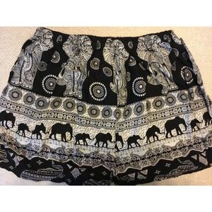 Black Thai Elephant Shorts Expandable Waist Band